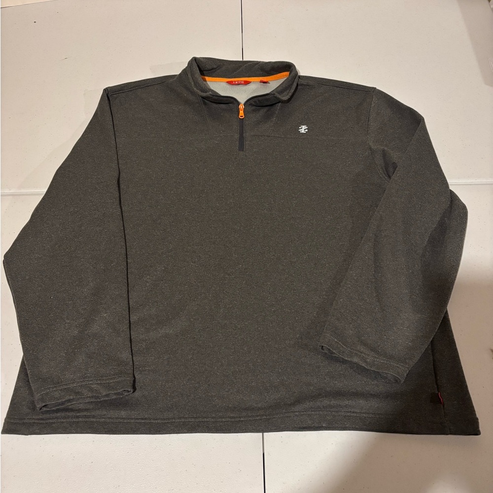 Izod Men’s Size XXL 1/4 Zip Gray Polyester Pullover Athletic Sweatshirt